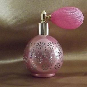 Vaporisateur de parfum poire modèle rond effet miroir plaquage métal rose 80 m l﻿ vide et rechargeable  - 1