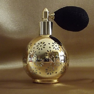 Vaporisateur de parfum poire modèle rond effet miroir plaquage métal or 80 ml﻿ vide et rechargeable  - 1