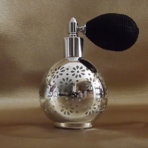 Vaporisateur de parfum poire modèle rond effet miroir plaquage métal argent 80 ml﻿ vide et rechargeable  - 1
