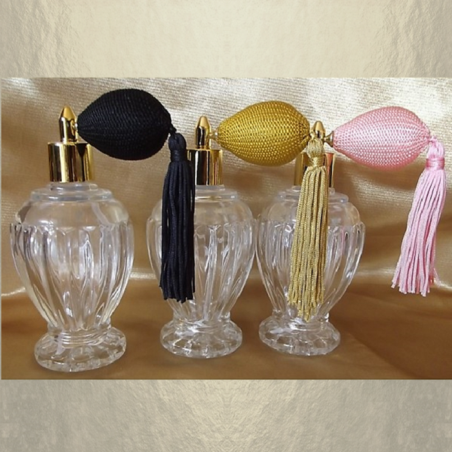 Vaporisateur de parfum poire courte pompon modèle boule sur pied poire 110 ml vide et rechargeable  - 1