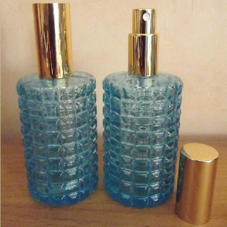 Vaporisateur de parfum 100 ml verre relief couleur flash bleu, orange vide et rechargeable  - 2