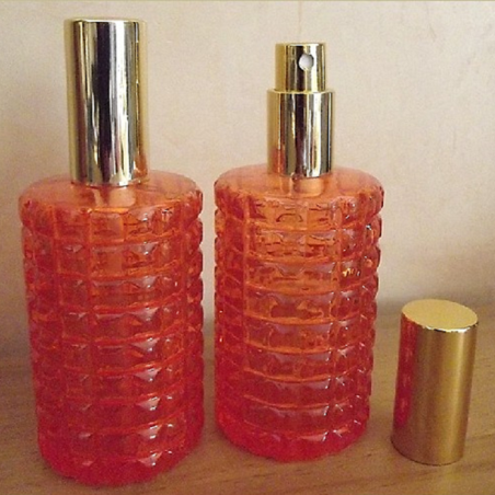 Vaporisateur de parfum 100 ml verre relief couleur flash bleu, orange vide et rechargeable  - 3