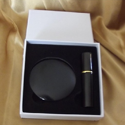 Set  miroir de sac + vaporisateur de parfum de sac rechargeable métal noir  - 1