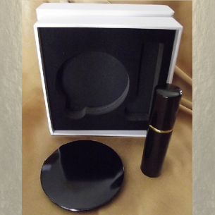 Set  miroir de sac + vaporisateur de parfum de sac rechargeable métal noir  - 1 2