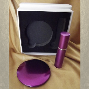 Set  miroir de sac + vaporisateur de parfum de sac rechargeable métal parme  - 1 2