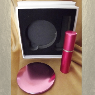 Set  miroir de sac + vaporisateur de parfum de sac rechargeable métal rose  - 1 2