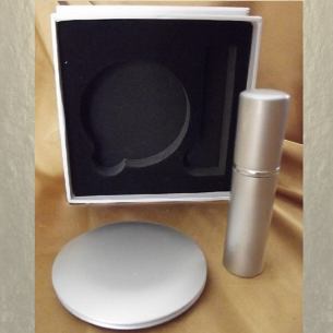 Set  miroir de sac + vaporisateur de parfum de sac rechargeable métal argent  - 1 2