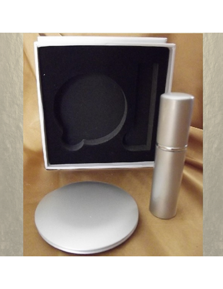 Set  miroir de sac + vaporisateur de parfum de sac rechargeable métal argent  - 2