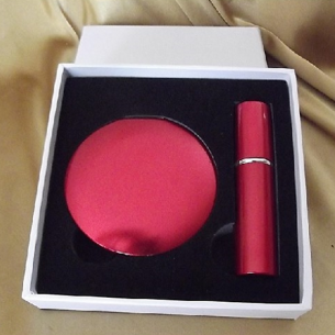 Set  miroir de sac + vaporisateur de parfum de sac rechargeable métal rouge