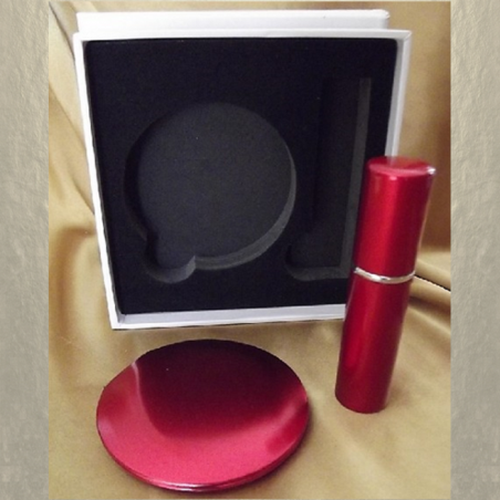 Set  miroir de sac + vaporisateur de parfum de sac rechargeable métal rouge  - 2