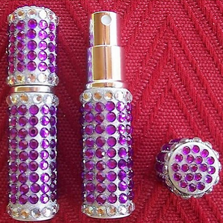 Vaporisateur de parfum de sac strass 6 ml parme vide et rechargeable  - 3