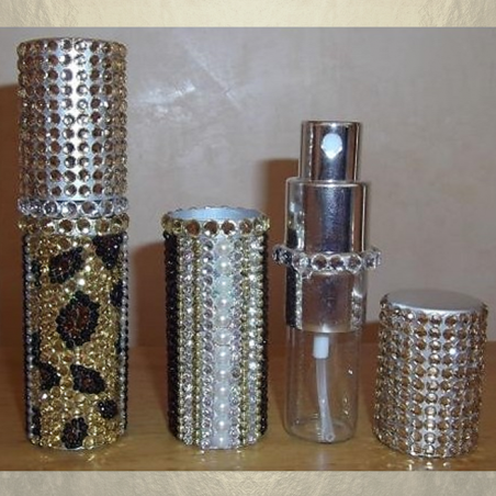 Vaporisateur de parfum de sac strass léopard 8 ml vide et rechargeable  - 1