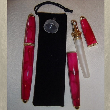 Vaporisateur de parfum forme stylo en métal rouge rosé 3 ml  - 1