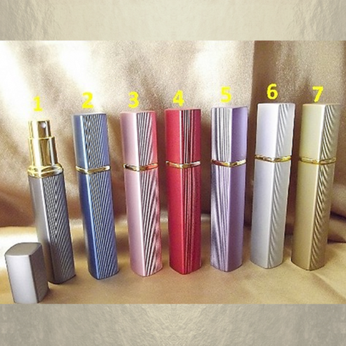 Vaporisateur de parfum en métal , face lisse et striées liseré couleur or 12 ml vide et rechargeable  - 1