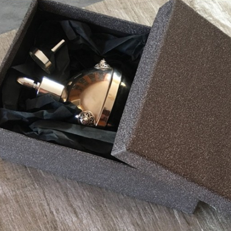 Vaporisateur de parfum poire grise antique boule sur pied coque effet miroir argent 125 ml artisanal Vaporisateurs de parfum