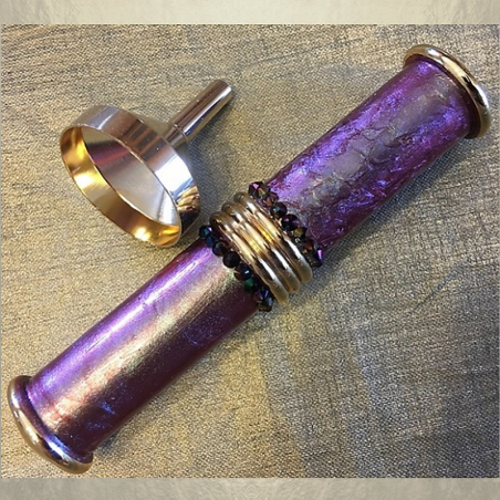 Vaporisateur de parfum plaqué or artisanal CRISTAL DE SWAROVSKI RAINBOW DARK peinture caméléon  - 1