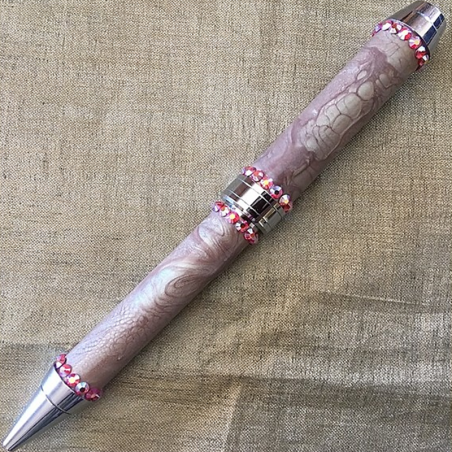 ‌Stylo bille vaporisateur de parfum duo chrome CRISTAL DE SWAROVSKI FIRE OPAL AB fabrication artisanale  - 2