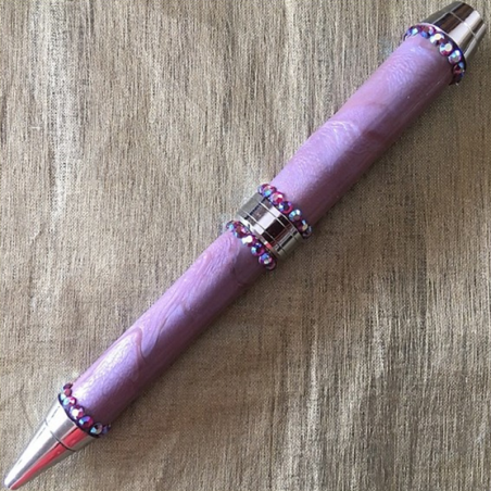 Stylo CRISTAL DE SWAROVSKI FUCHSIA AB, stylo bille avec vaporisateur de parfum duo chrome artisanal  - 2