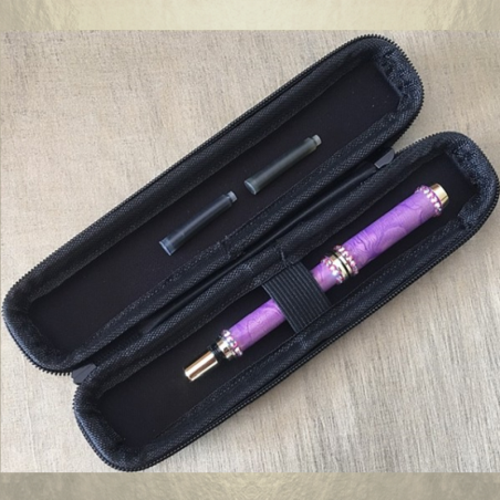 Stylo CRISTAL DE SWAROVSKI , Stylo plume plaqué or fabrication artisanale à la main parme marbré  - 4