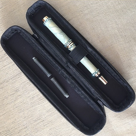 Stylo CRISTAL DE SWAROVSKI , stylo  plume plaqué or fabrication artisanale à la main vert d'eau doré  - 5