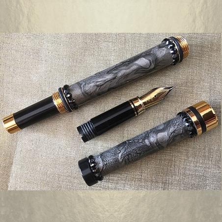 Stylo CRISTAL DE SWAROVSKI , Stylo plume plaqué or décoration artisanale à la main noir onyx  - 3