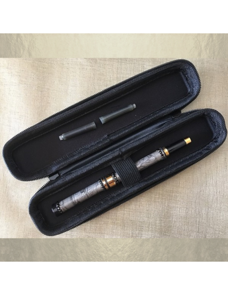 Stylo CRISTAL DE SWAROVSKI , Stylo plume plaqué or décoration artisanale à la main noir onyx  - 5