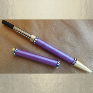 Stylo CRISTAL DE SWAROVSKI FUSHIA AB plaqué or 24 K rechargeable  - 1 2