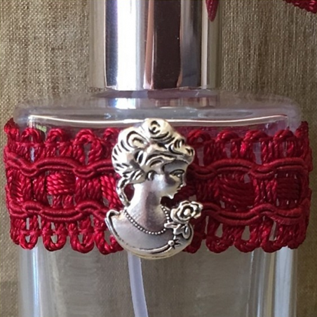 Vaporisateur de parfum poire courte bordeaux antique et camé décoration artisanale  - 3