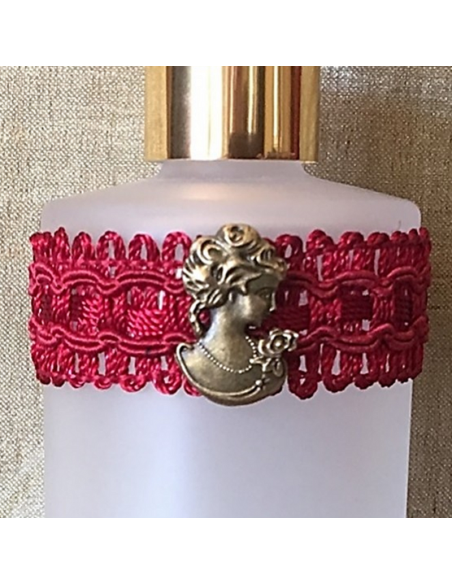 Vaporisateur de parfum poire longue bordeaux antique  et camé décoration artisanale  - 2