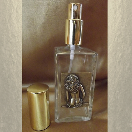Vaporisateur de parfum en verre 100 ml décoration artisanale estampe femme bronze  - 2