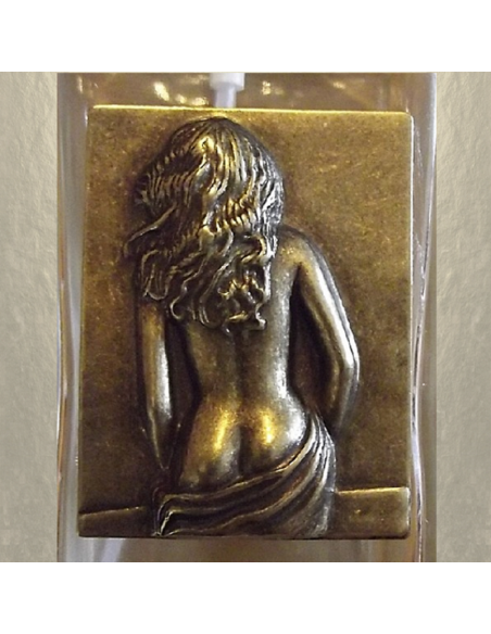 Vaporisateur de parfum en verre 100 ml décoration artisanale estampe femme bronze  - 3