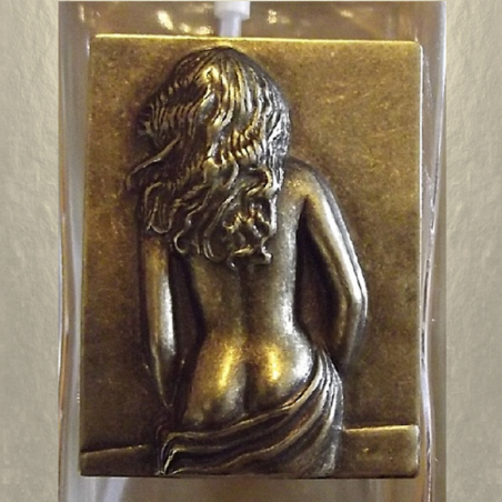 Vaporisateur de parfum poire, en verre 100 ml décoration artisanale estampe femme bronze  - 9