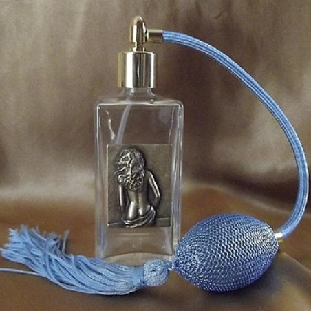 Vaporisateur de parfum poire, en verre 100 ml décoration artisanale estampe femme bronze  - 7