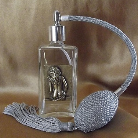 Vaporisateur de parfum poire, en verre 100 ml décoration artisanale estampe femme bronze  - 6
