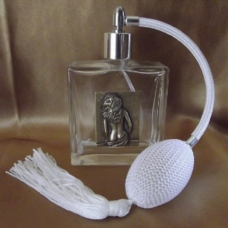 Vaporisateur de parfum poire en verre carré 100 ml décoration artisanale estampe femme bronze  - 8