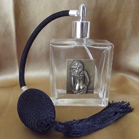 Vaporisateur de parfum poire en verre carré 100 ml décoration artisanale estampe femme bronze  - 3
