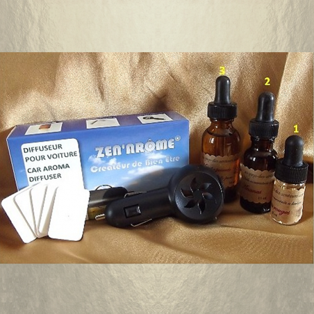 Diffuseur d'huiles pour voiture prise allume cigare noir avec HUILES AROMATIQUES  - 1