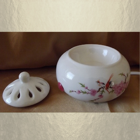 Diffuseur électrique pour galets cire, huiles aromatiques, huiles essentielles en céramique oiseau  - 2