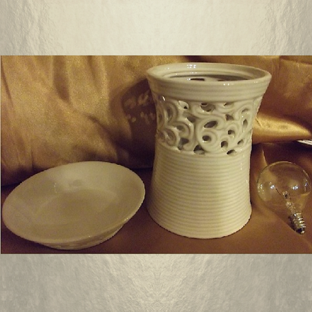 Diffuseur électrique pour galets cire / tartelettes en cire / pastilles en cire en céramique dentelle  - 2