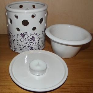 Diffuseur céramique pour galets cire / tartelettes en cire / pastilles en cire, frise  - 1 2