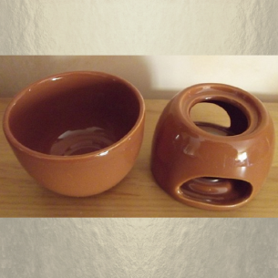 Diffuseur céramique pour galets cire / tartelettes en cire / pastilles en cire, couleurchocolat  - 1 2
