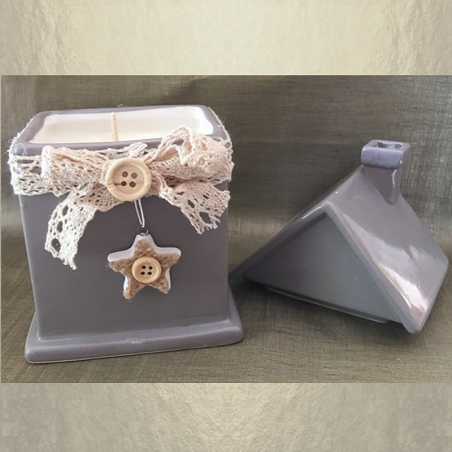 Bougie décorative cire de soja naturelle modèle cottage céramique artisanale  - 1