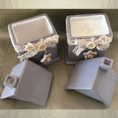 Bougie décorative cire de soja naturelle modèle cottage céramique artisanale  - 3