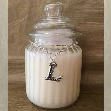 Bougie CRISTAL DE SWAROVSKI initiale cire naturelle de soja parfumée personnalisée N°2  - 1