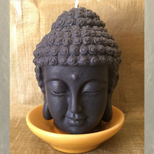 Bougie bouddha noire 10 cm sculpture décorative artisanale cire naturelle de soja. Personnalisable  - 1