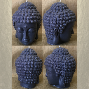 Bougie bouddha noire 10 cm sculpture décorative artisanale cire naturelle de soja. Personnalisable  - 1 2