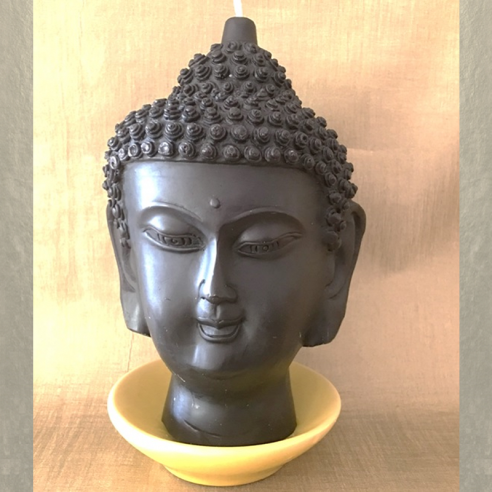 Bougie bouddha noir 14 cm sculpture décorative artisanale cire naturelle de soja. Personnalisable  - 1