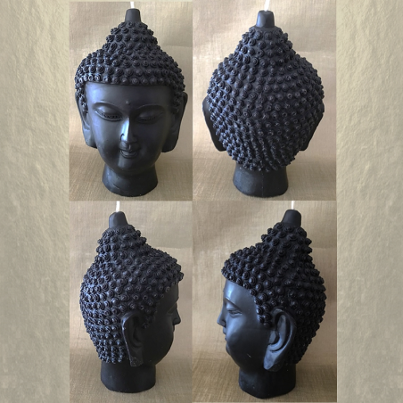 Bougie bouddha noir 14 cm sculpture décorative artisanale cire naturelle de soja. Personnalisable  - 2