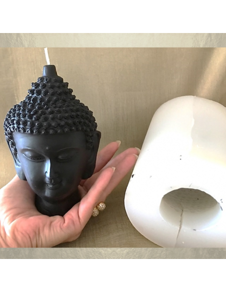 Bougie bouddha noir 14 cm sculpture décorative artisanale cire naturelle de soja. Personnalisable  - 4