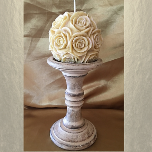 Bougie sculpture décorative artisanale cire naturelle de soja. Modèle boule 10 cm. Personnalisable  - 1 2